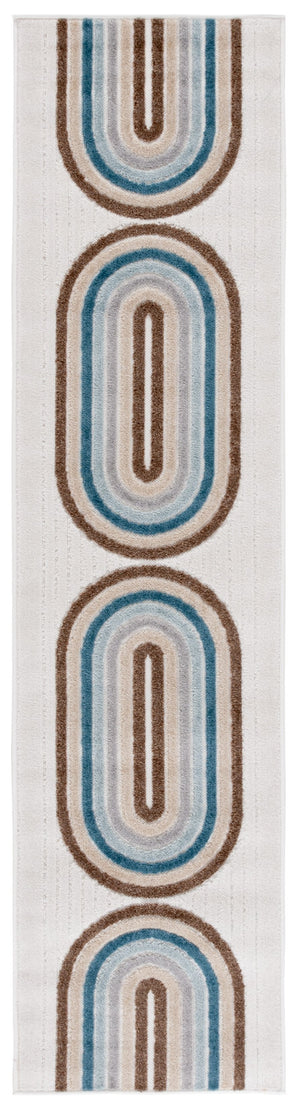 Safavieh Stella Indoor/Outdoor Area Rug - Stylish Durable Design With Plush Comfort For Home & Patio Use Ivory ,Brown Blue Polypropylene Pile Sta116a-8
