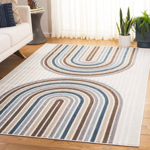 Safavieh Stella Indoor/Outdoor Area Rug - Stylish Durable Design With Plush Comfort For Home & Patio Use Ivory ,Brown Blue Polypropylene Pile Sta116a-8