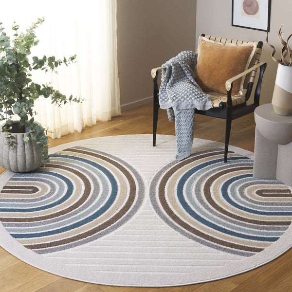Safavieh Stella Indoor/Outdoor Area Rug - Stylish Durable Design With Plush Comfort For Home & Patio Use Ivory ,Brown Blue Polypropylene Pile Sta116a-8