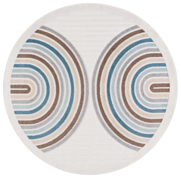 Safavieh Stella Indoor/Outdoor Area Rug - Stylish Durable Design With Plush Comfort For Home & Patio Use Ivory ,Brown Blue Polypropylene Pile Sta116a-8