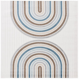 Safavieh Stella Indoor/Outdoor Area Rug - Stylish Durable Design With Plush Comfort For Home & Patio Use Ivory ,Brown Blue Polypropylene Pile Sta116a-8