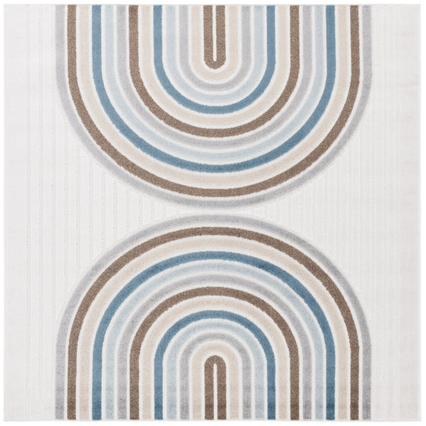 Safavieh Stella Indoor/Outdoor Area Rug - Stylish Durable Design With Plush Comfort For Home & Patio Use Ivory ,Brown Blue Polypropylene Pile Sta116a-8