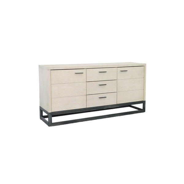 Lh Imports Starlight Sideboard - Elegant Distressed White-washed Storage With 3 Drawers & 2 Cabinets For Style White Solid Oak,Mdf Oak Veneer,Plywood,Metal Stax003b