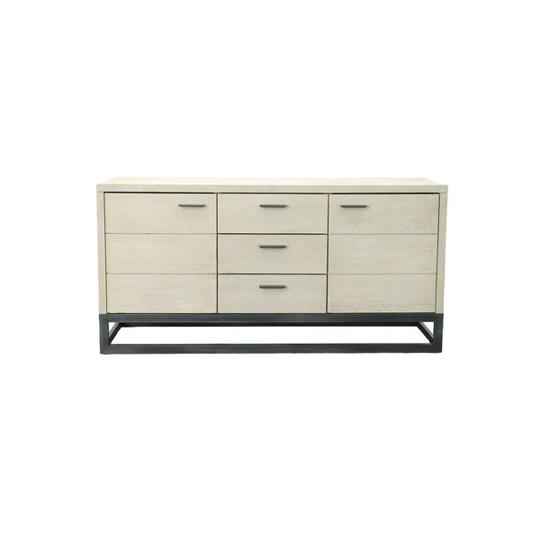 Lh Imports Starlight Sideboard - Elegant Distressed White-washed Storage With 3 Drawers & 2 Cabinets For Style White Solid Oak,Mdf Oak Veneer,Plywood,Metal Stax003b