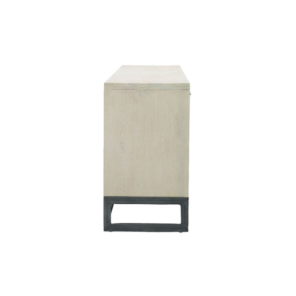 Lh Imports Starlight Sideboard - Elegant Distressed White-washed Storage With 3 Drawers & 2 Cabinets For Style White Solid Oak,Mdf Oak Veneer,Plywood,Metal Stax003b