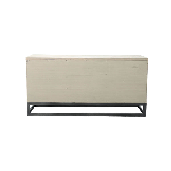 Lh Imports Starlight Sideboard - Elegant Distressed White-washed Storage With 3 Drawers & 2 Cabinets For Style White Solid Oak,Mdf Oak Veneer,Plywood,Metal Stax003b