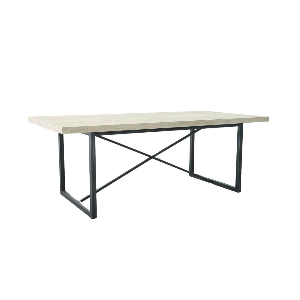 Lh Imports Starlight Dining Table - Modern Industrial Style For 6-8 Guests With White Wash & Distressed Finish White Solid White Oak,Metal Stax010
