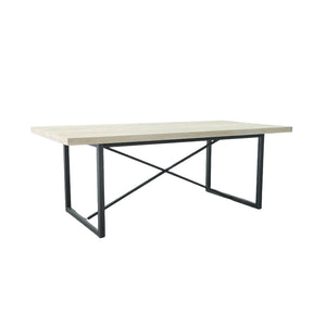 Lh Imports Starlight Dining Table - Modern Industrial Style For 6-8 Guests With White Wash & Distressed Finish White Solid White Oak,Metal Stax010