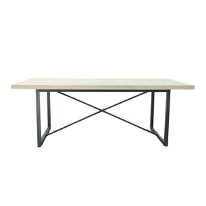 Lh Imports Starlight Dining Table - Modern Industrial Style For 6-8 Guests With White Wash & Distressed Finish White Solid White Oak,Metal Stax010