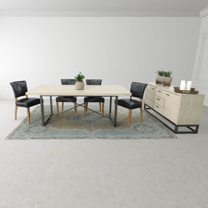 Lh Imports Starlight Dining Table - Modern Industrial Style For 6-8 Guests With White Wash & Distressed Finish White Solid White Oak,Metal Stax010