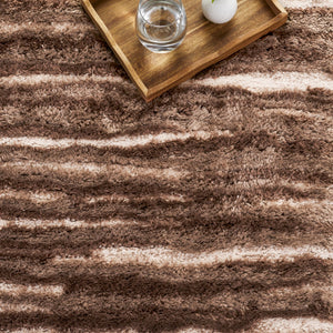 Safavieh Seattle Shag Area Rug - Luxurious Softness, Stylish Design For Cozy Living Spaces And Comfort Brown ,Ivory Polyester Ste908t-7r