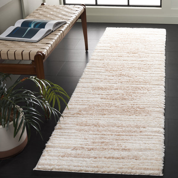 Safavieh Seattle Shag Area Rug - Luxurious Polyester Texture In Elegant Neutral Tones For Any Room Decor Ivory ,Beige Polyester Ste911b-7r