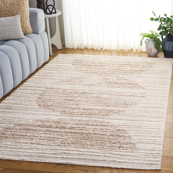 Safavieh Seattle Shag Area Rug - Luxurious Polyester Texture In Elegant Neutral Tones For Any Room Decor Ivory ,Beige Polyester Ste911b-7r
