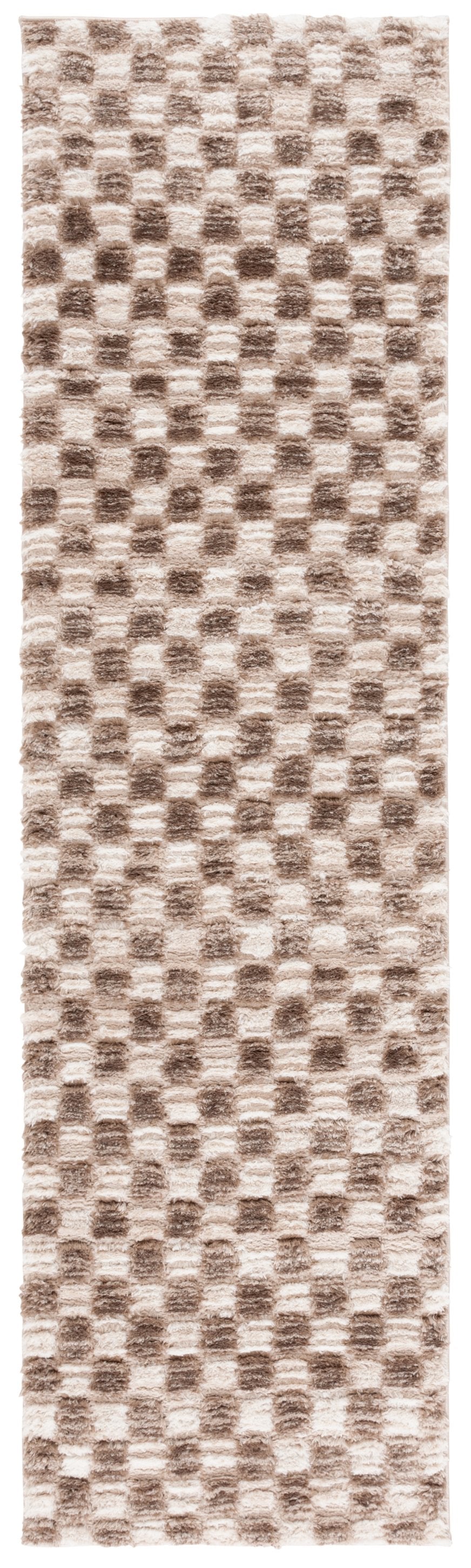 Safavieh Seattle Shag Area Rug - Luxurious Polyester Design In Elegant Ivory And Grey For Modern Spaces Ivory ,Brown Polyester Ste921t-9