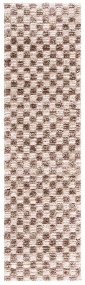 Safavieh Seattle Shag Area Rug - Luxurious Polyester Design In Elegant Ivory And Grey For Modern Spaces Ivory ,Brown Polyester Ste921t-9