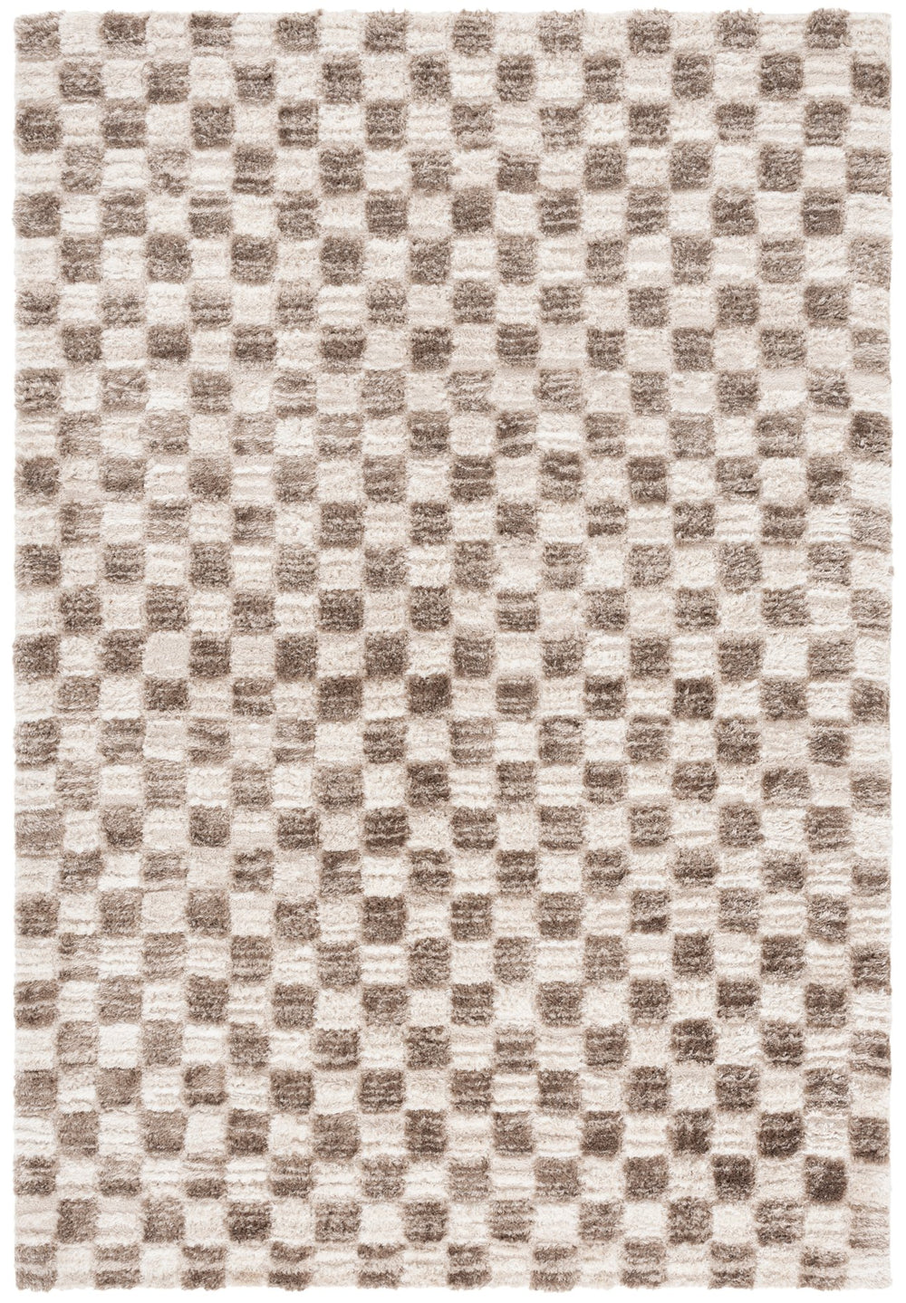 Safavieh Seattle Shag Area Rug - Luxurious Polyester Design In Elegant Ivory And Grey For Modern Spaces Ivory ,Brown Polyester Ste921t-9
