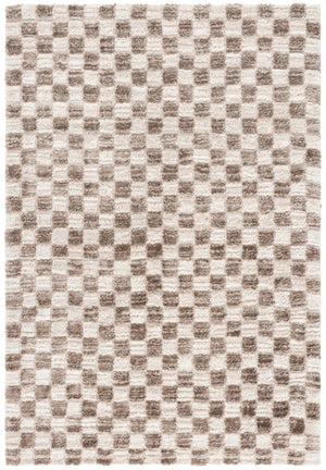 Safavieh Seattle Shag Area Rug - Luxurious Polyester Design In Elegant Ivory And Grey For Modern Spaces Ivory ,Brown Polyester Ste921t-9