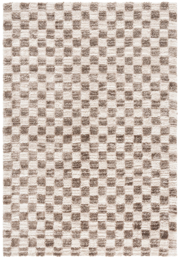 Safavieh Seattle Shag Area Rug - Luxurious Polyester Design In Elegant Ivory And Grey For Modern Spaces Ivory ,Brown Polyester Ste921t-9