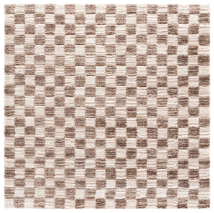 Safavieh Seattle Shag Area Rug - Luxurious Polyester Design In Elegant Ivory And Grey For Modern Spaces Ivory ,Brown Polyester Ste921t-9