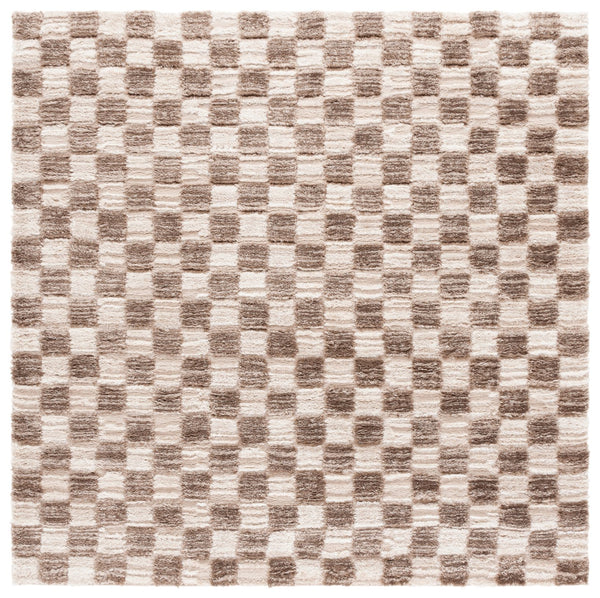 Safavieh Seattle Shag Area Rug - Luxurious Polyester Design In Elegant Ivory And Grey For Modern Spaces Ivory ,Brown Polyester Ste921t-9