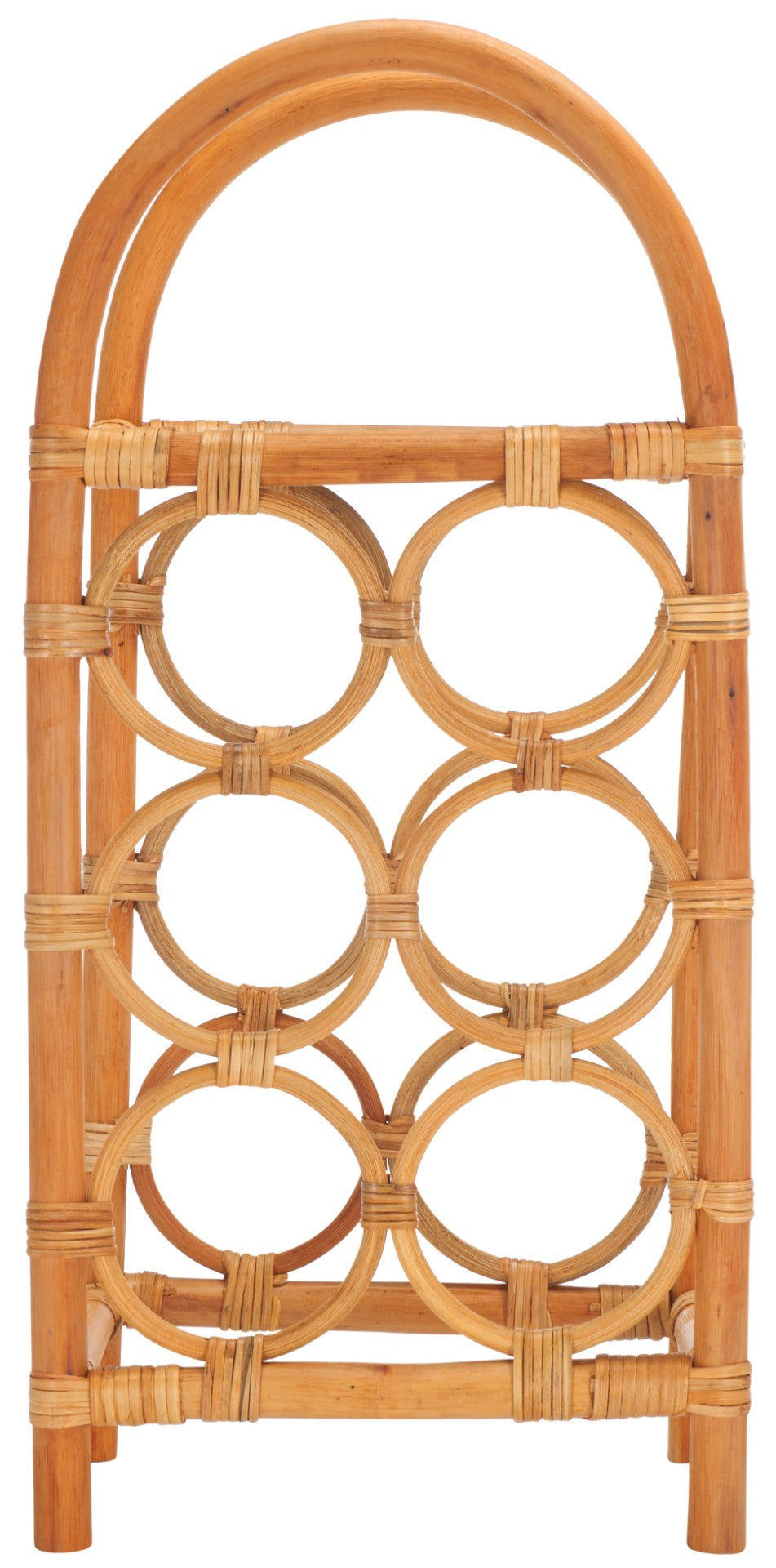 Lyza Rattan Wine Rack - Handcrafted Coastal Charm For 6 Bottles, Ideal For Kitchen & Home Bars