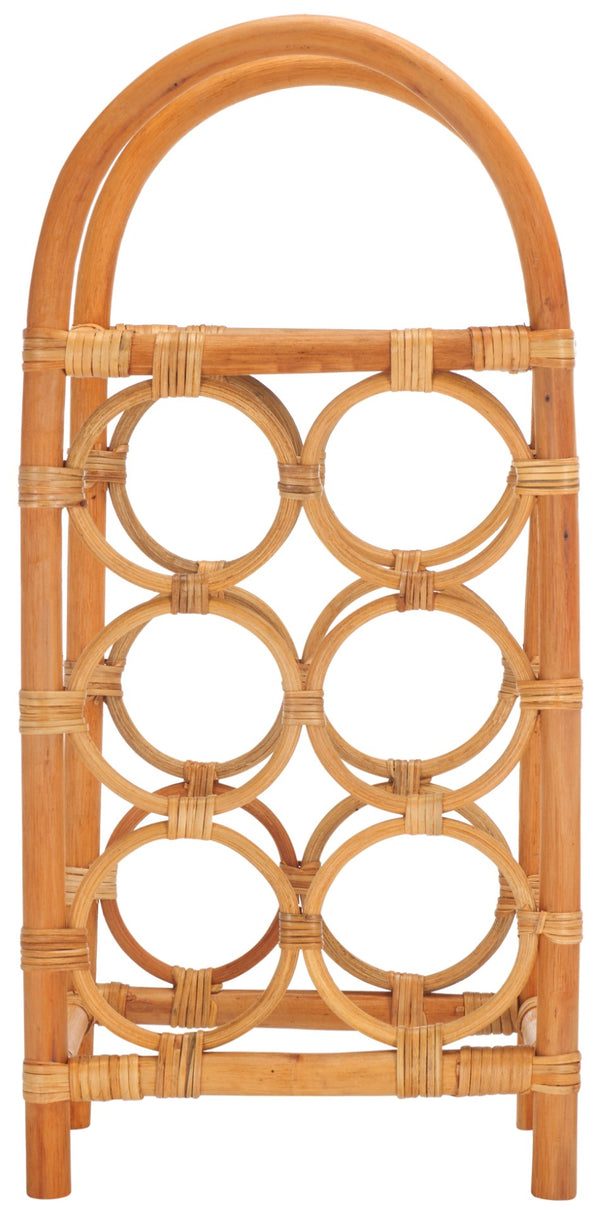 Safavieh Lyza Rattan Wine Rack - Handcrafted Coastal Charm For 6 Bottles, Ideal For Kitchen & Home Bars STG1800A