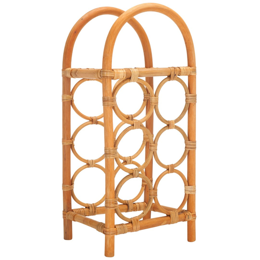 Safavieh Lyza Rattan Wine Rack - Handcrafted Coastal Charm For 6 Bottles, Ideal For Kitchen & Home Bars STG1800A