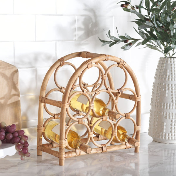 Safavieh Wilda Rattan Wine Rack - Handcrafted Natural Rattan Storage For Bottles - Stylish Coastal Décor Piece STG1801A
