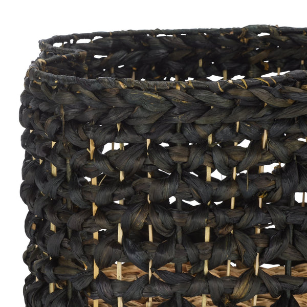 Safavieh Roscoe Set Of 2 Stylish Dog Bone Baskets - Durable Leather & Foam For Chic Pet Storage Solutions Black Rattan Stg1804b