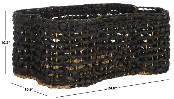 Safavieh Roscoe Set Of 2 Stylish Dog Bone Baskets - Durable Leather & Foam For Chic Pet Storage Solutions Black Rattan Stg1804b