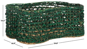 Safavieh Roscoe Set Of 2 Stylish Dog Bone Baskets - Durable Leather & Foam For Chic Pet Storage Solutions Green Rattan Stg1804c