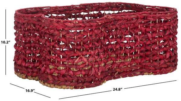 Safavieh Roscoe Set Of 2 Stylish Dog Bone Baskets - Durable Leather & Foam For Chic Pet Storage Solutions Red Rattan Stg1804d