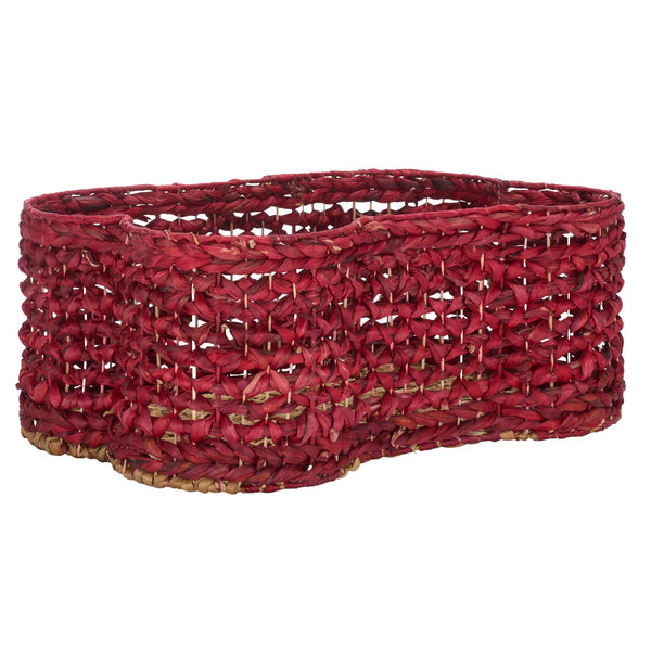 Safavieh Roscoe Set Of 2 Stylish Dog Bone Baskets - Durable Leather & Foam For Chic Pet Storage Solutions Red Rattan Stg1804d