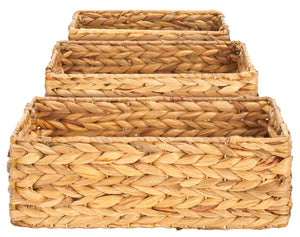 Safavieh Reilly Set Of 3 Eco-Friendly Braided Water Hyacinth Baskets For Stylish Home Organization & Decor STG1805A