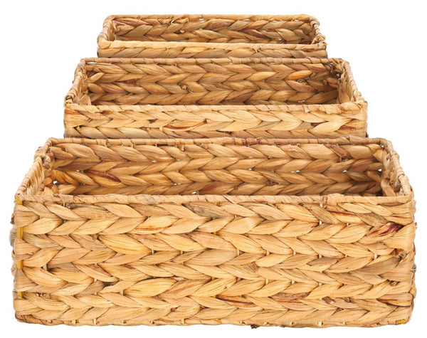Safavieh Reilly Set Of 3 Eco-Friendly Braided Water Hyacinth Baskets For Stylish Home Organization & Decor STG1805A