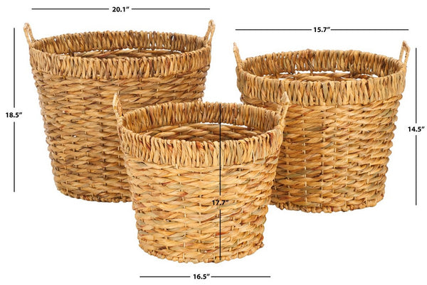 Safavieh Fenwick Set Of 3 Baskets Natural Rattan STG1807A