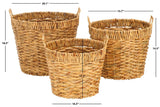 Safavieh Fenwick Set Of 3 Baskets Natural Rattan STG1807A