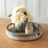 Safavieh Hawley Round Tray  White / Blue Rattan STG1809A