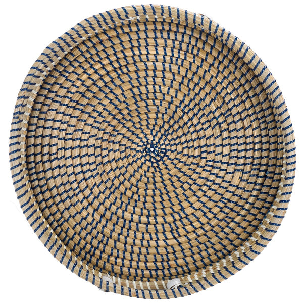 Safavieh Hawley Round Tray  White / Blue Rattan STG1809A