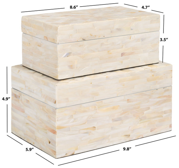 Safavieh Sabryna Set Of 2 Boxes Champagne Faux Mother Of Pearl Wood STG1810A
