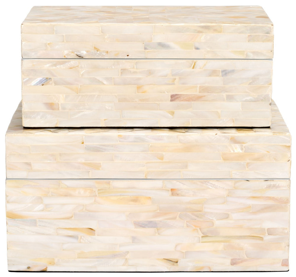 Safavieh Sabryna Set Of 2 Boxes Champagne Faux Mother Of Pearl Wood STG1810A