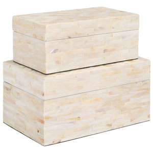 Safavieh Sabryna Set Of 2 Boxes Champagne Faux Mother Of Pearl Wood STG1810A
