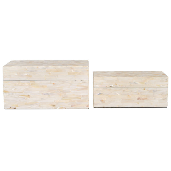 Safavieh Sabryna Set Of 2 Boxes Champagne Faux Mother Of Pearl Wood STG1810A