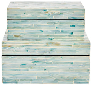 Safavieh Kallie Set Of 2 Boxes Blue / Grey Wood STG1812A