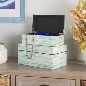 Safavieh Kallie Set Of 2 Boxes Blue / Grey Wood STG1812A