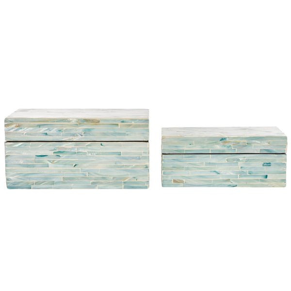 Safavieh Kallie Set Of 2 Boxes Blue / Grey Wood STG1812A
