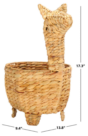 Safavieh Auroris Llama-Shaped Woven Basket - Eco-Friendly Water Hyacinth Storage For Playful Spaces & Decor STG1813A