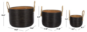 Safavieh Renley Natural Rattan Square Basket Set of Three for Stylish Home Organization STG1816A