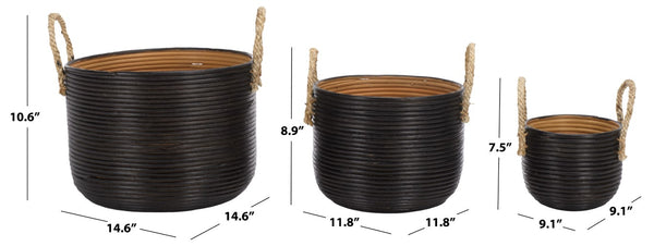 Safavieh Renley Natural Rattan Square Basket Set of Three for Stylish Home Organization STG1816A