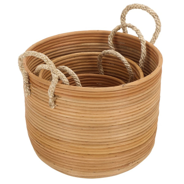 Safavieh Grenley Rattan Woven Square Storage Baskets Set of Three Graduated Earthy Boho Organizers Natural STG1817A